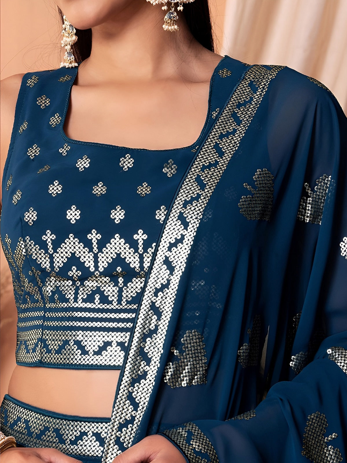 Royal Sapphire Deep Midnight Blue Designer Lehenga