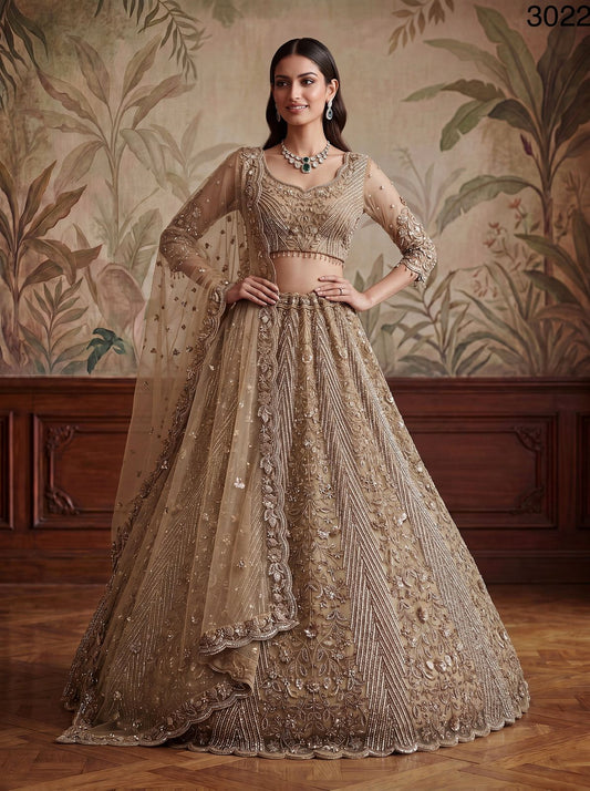 The Antique Gold Chevron Lehenga Choli Along With Designed Dupatta