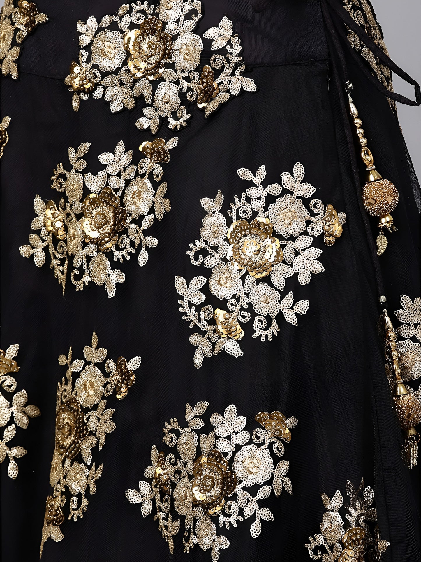 Midnight Black Floral Sequin Lehenga Choli