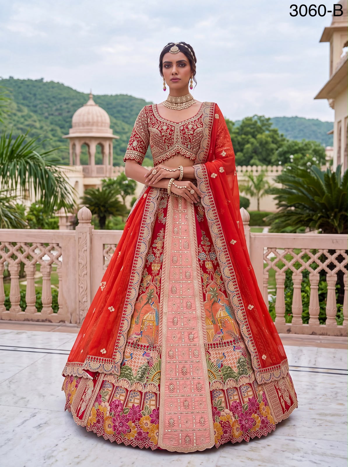 Royal Heritage Pichwai Lehenga in Orange Hues
