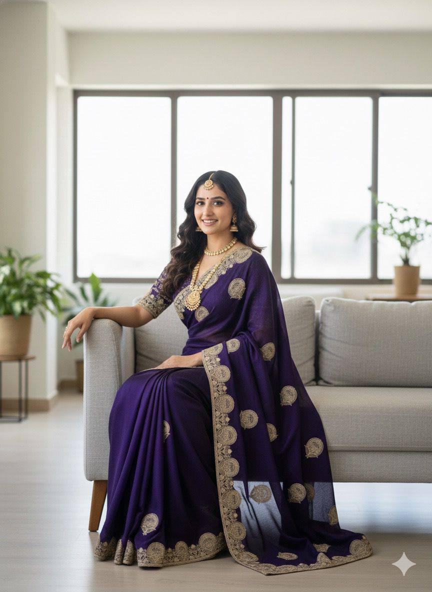 RICH LOOK FUNCTIONS PARTY WEAR SAREE - FOUR UNIQUE COLORS