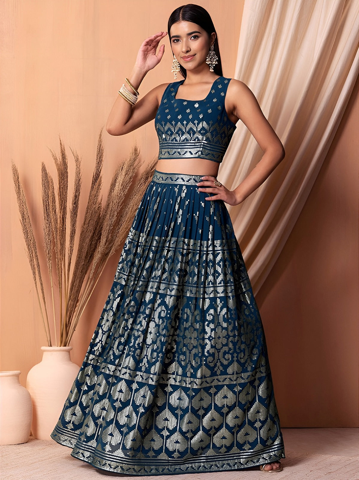 Royal Sapphire Deep Midnight Blue Designer Lehenga