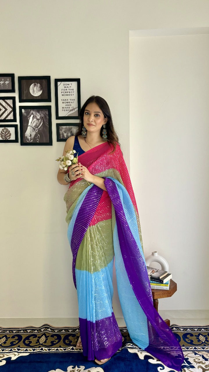 Crush Sequence Bling Saree