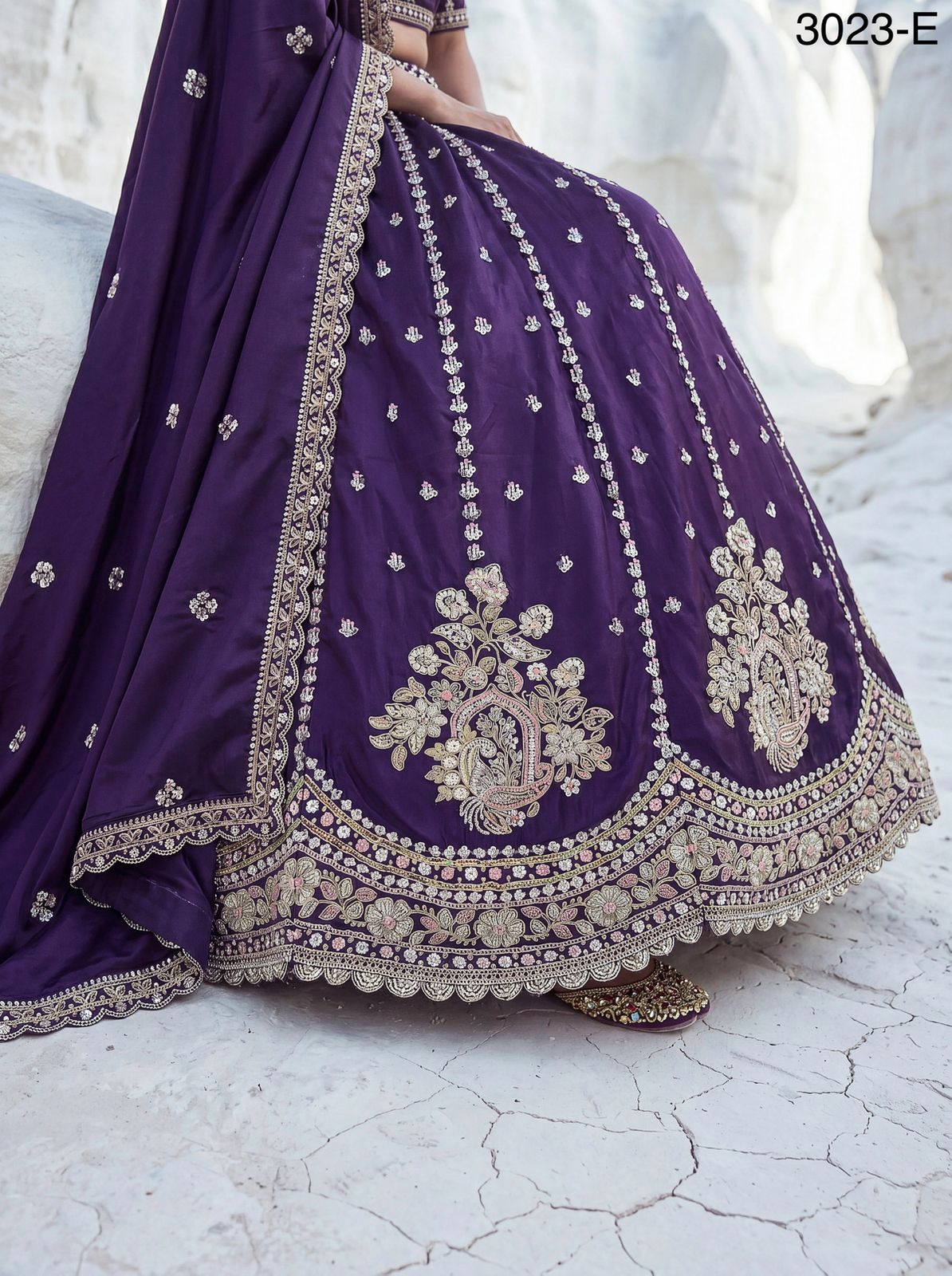 Twilight Bloom Intricate Handwork Designed Scalloped Lehenga Choli
