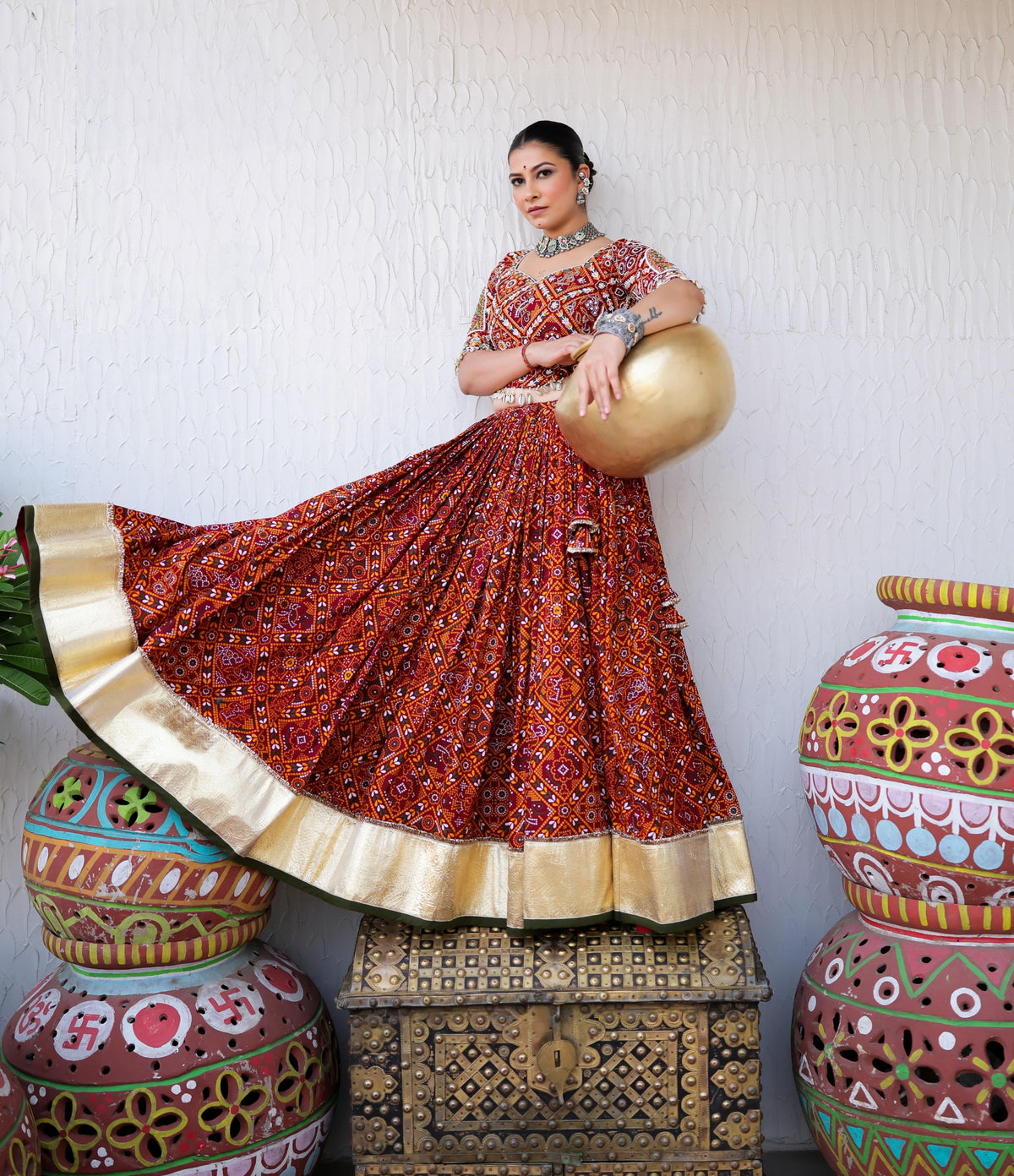 Pure Muslin Cotton Real Mirror Work Lehenga Choli