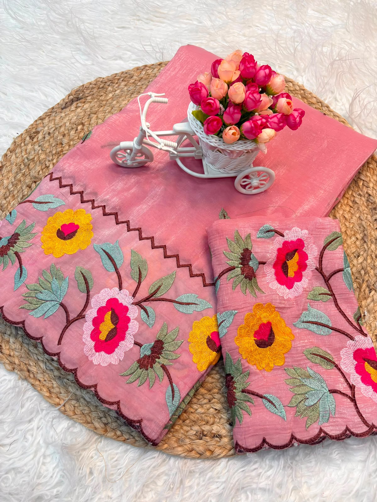 Crunchy Sunflower Party Wear Designer Saree