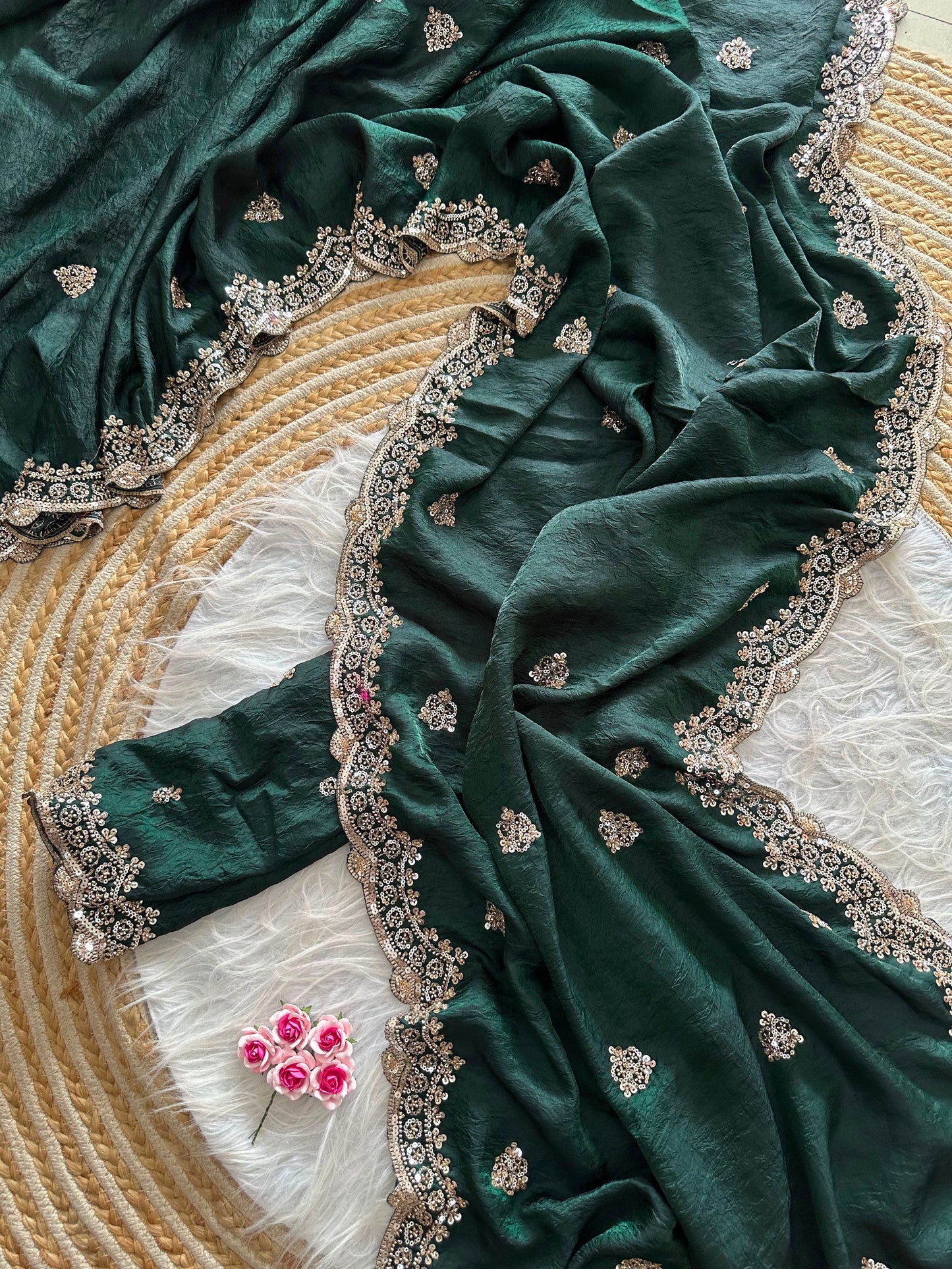 Forest Grace Fandy Silk Shimmer Colorful Sarees