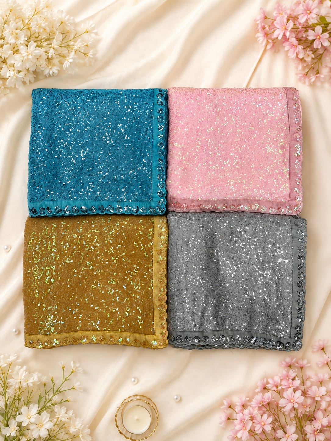 Luminary Éclat: Special Edition Khichdi Micro-Sequin Faux Georgette Saree Ensemble