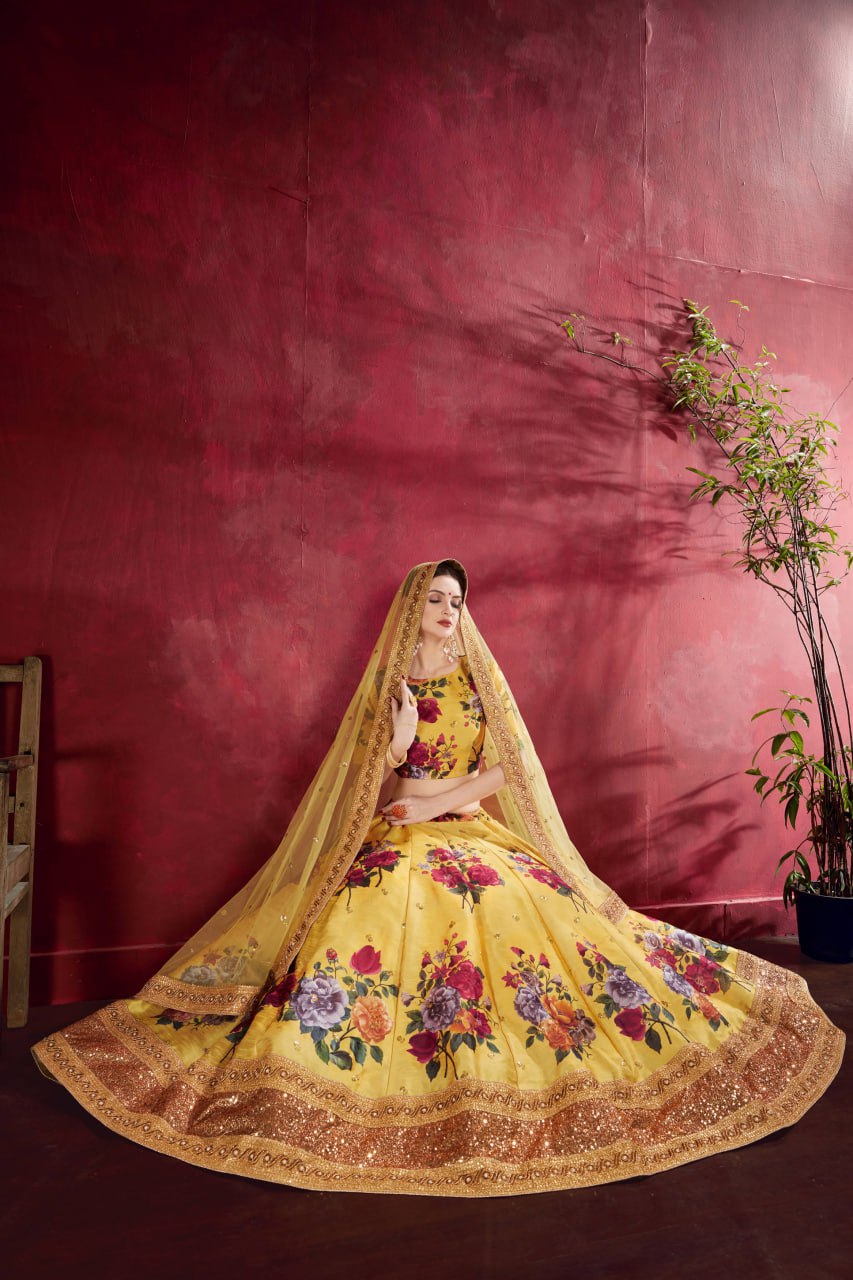 Haldi Event Floral Premium Lehenga
