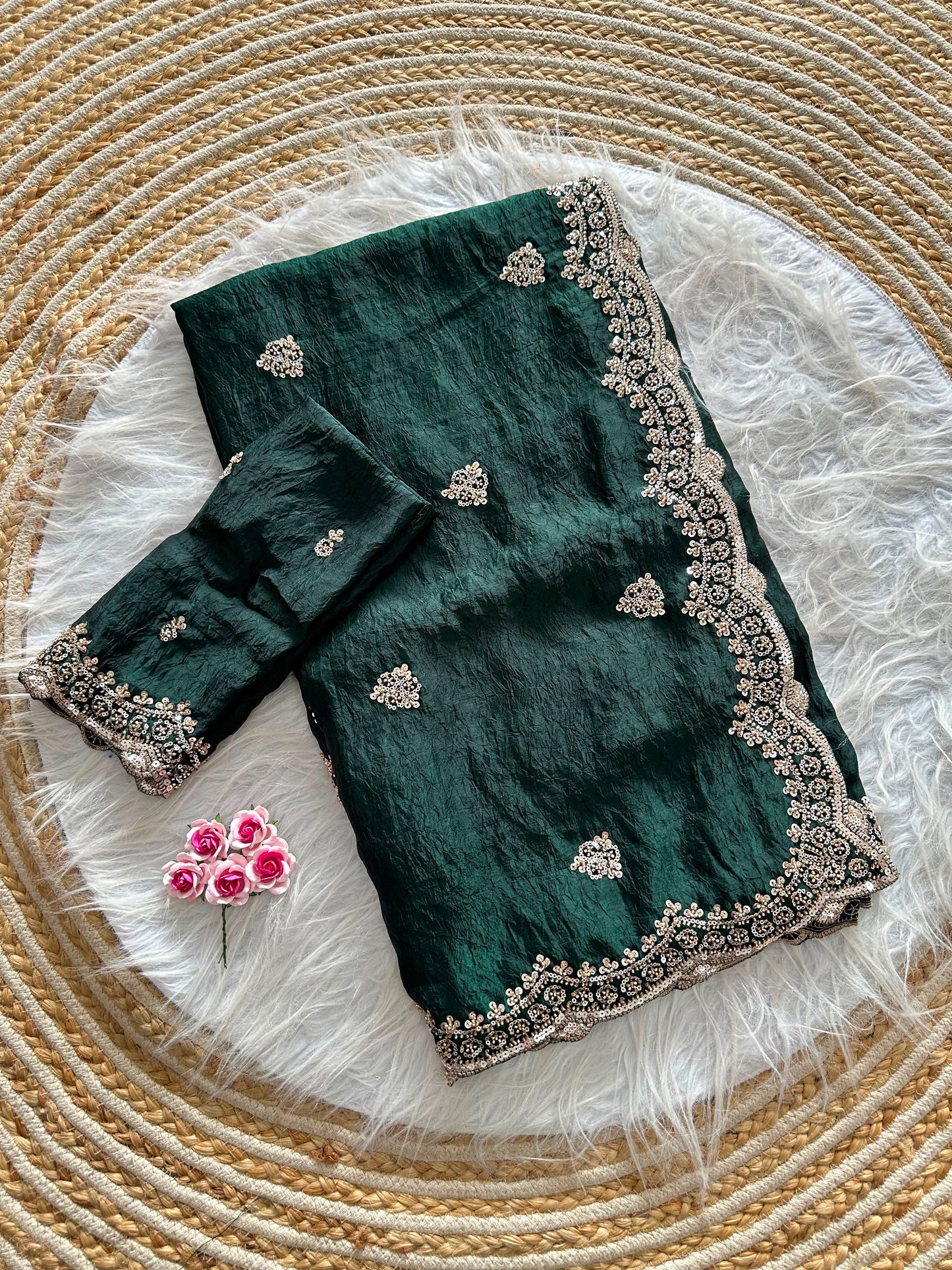 Forest Grace Fandy Silk Shimmer Colorful Sarees