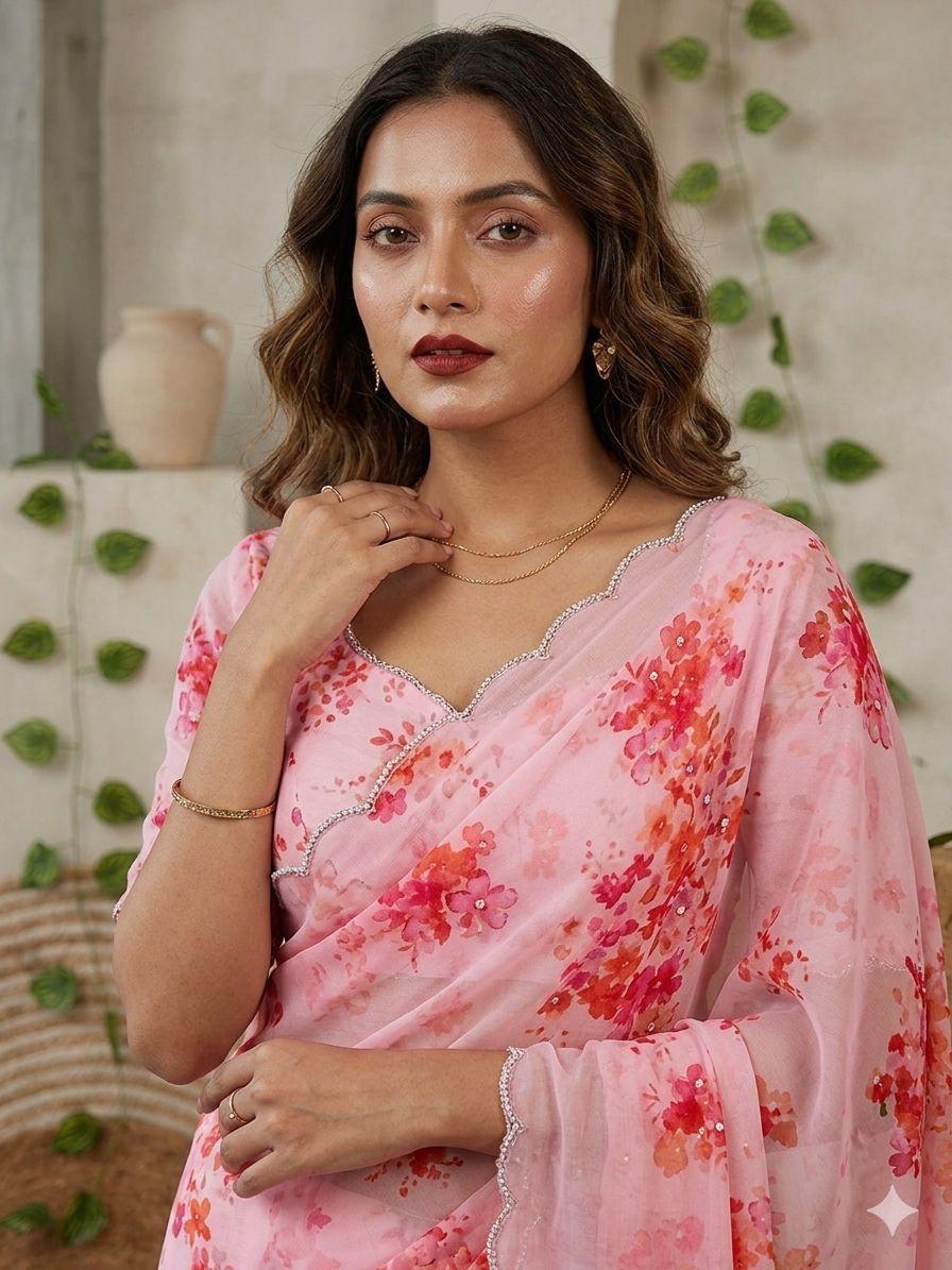 The Ultimate Elegance: Floral Georgette Edition Saree