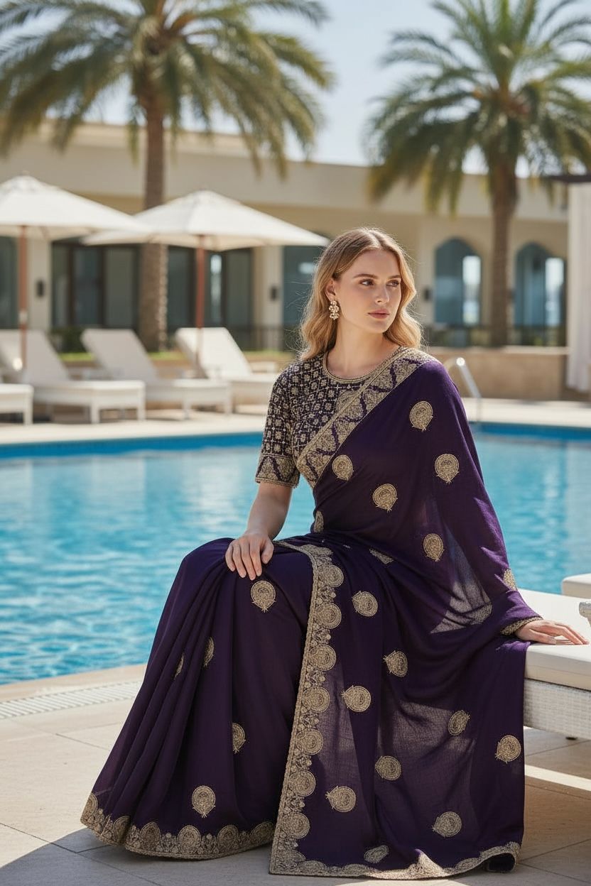 Sheer Elegance Exquisite Heavy Fandy Satin Silk Saree