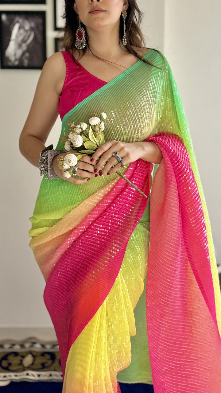 Crush Sequence Bling Saree
