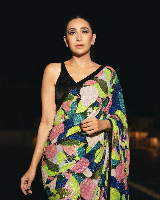 Bollywood Inspired Karishma Kapoor Style BlockBuster Sequins Saree