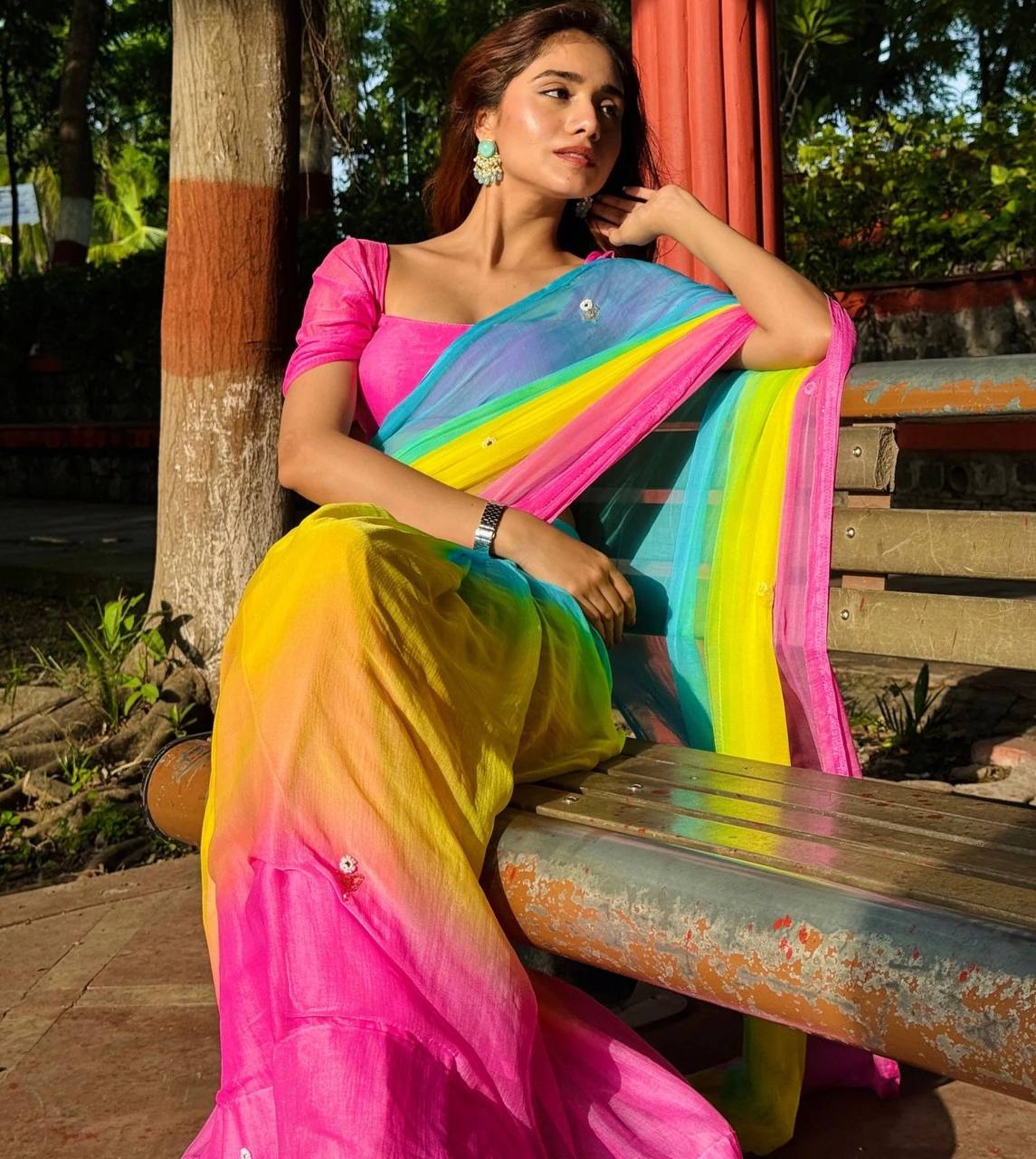 SUMMER FUN HANDWORK KHATALI WORK SAREE