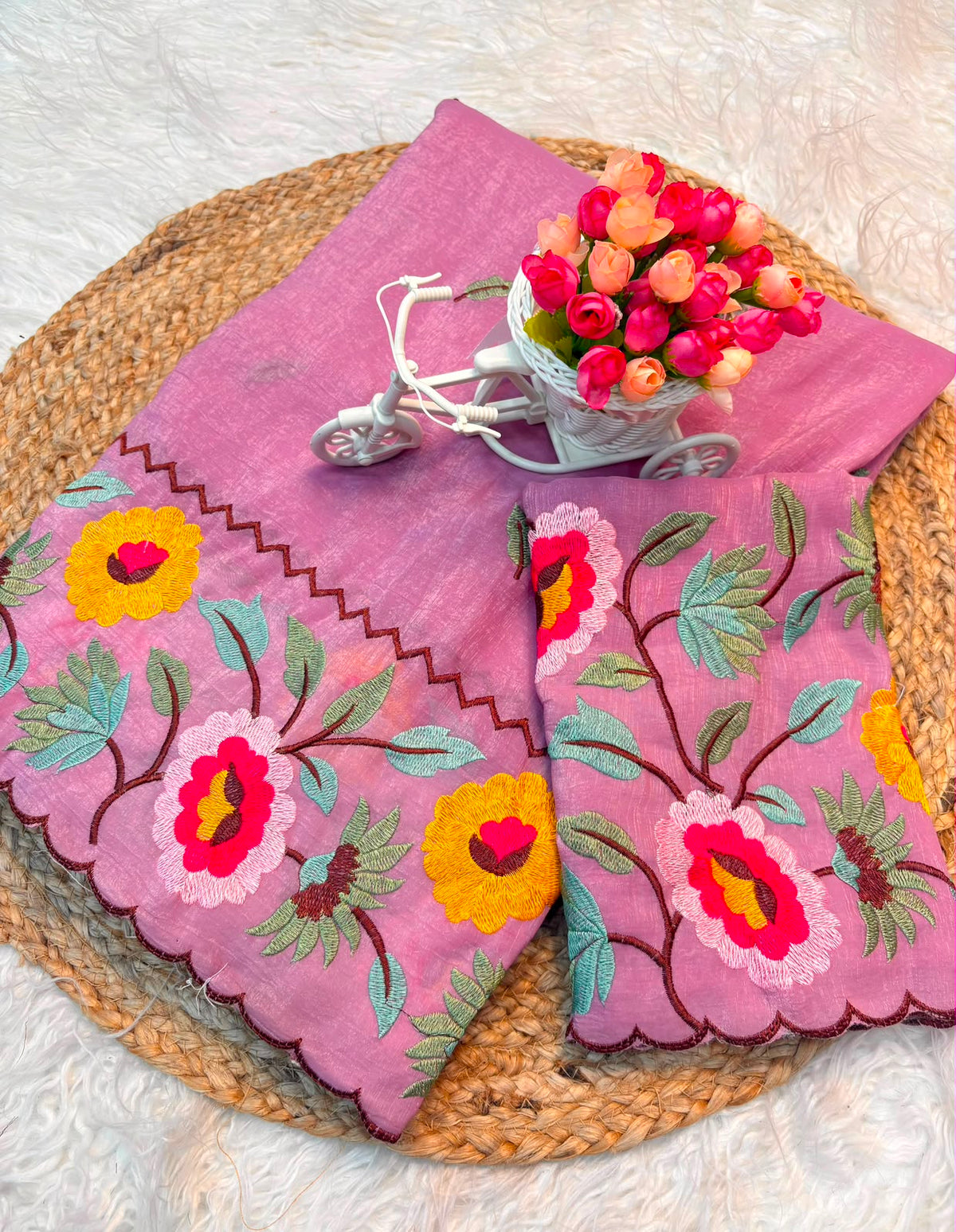 Crunchy Sunflower Party Wear Designer Saree