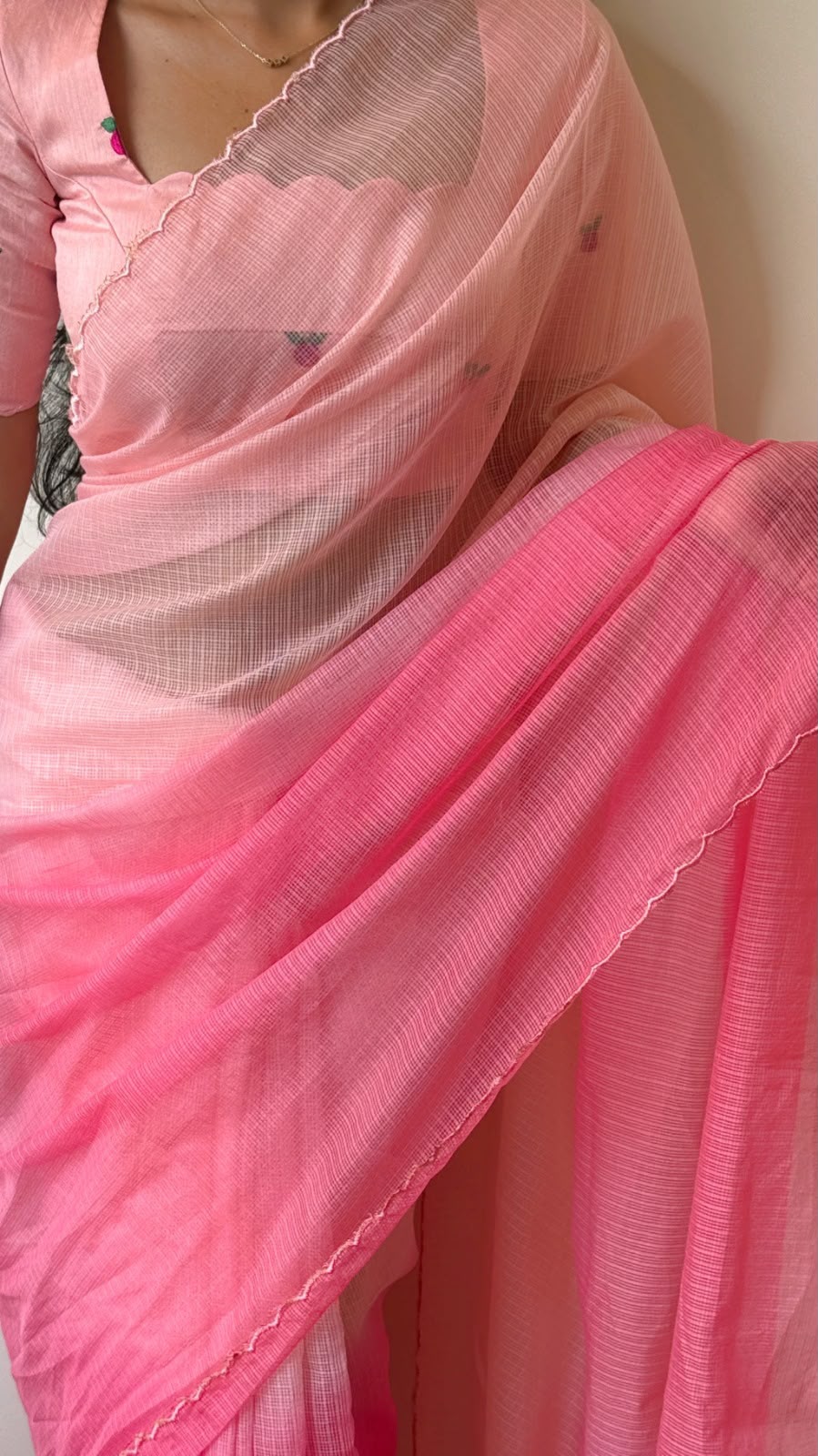 Pink Premium Viscose Kota Doriya Saree