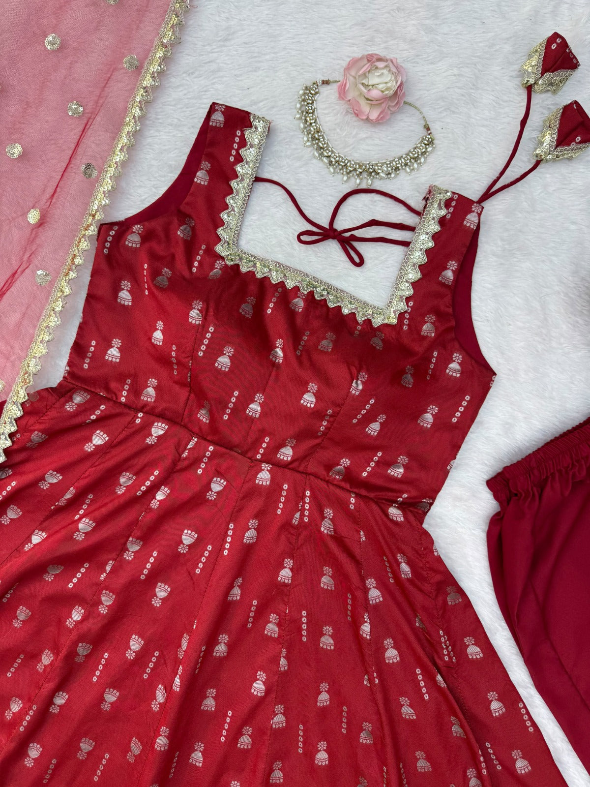 Red Designer Anarkali Set – Elegant Ethnic Wear