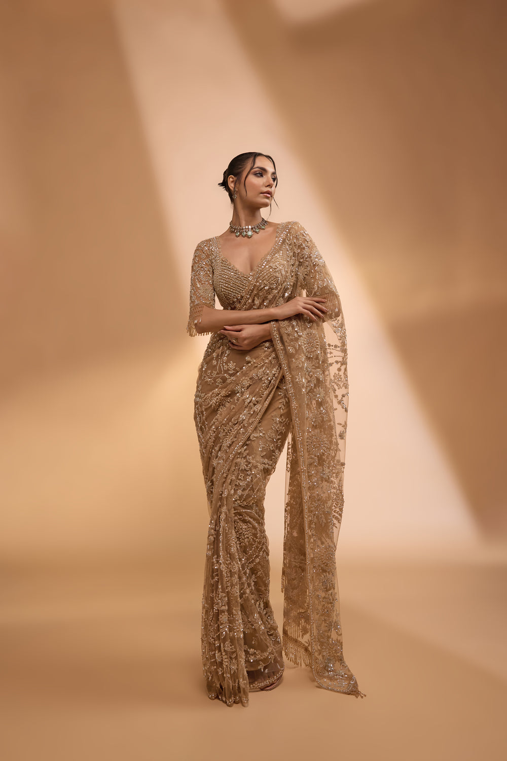 Bollywood Blockbuster 5mm Sequins Net Saree with Heavy Embroidered Blouse