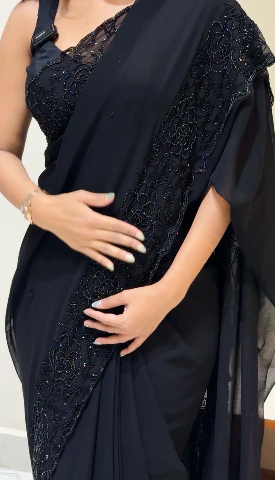 Bling Party Saree Beads Work Saree