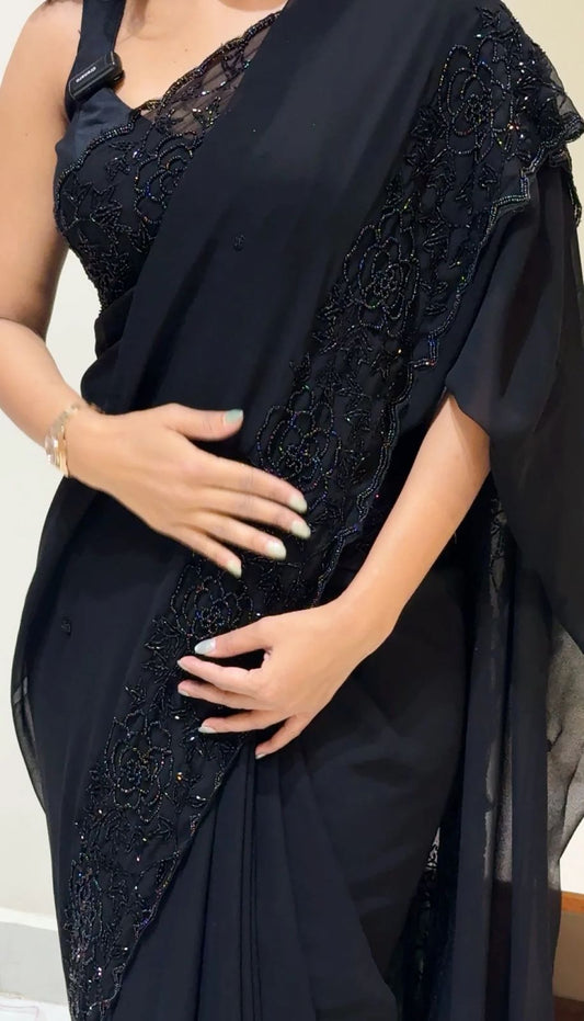 Bling Party Saree Beads Work Saree