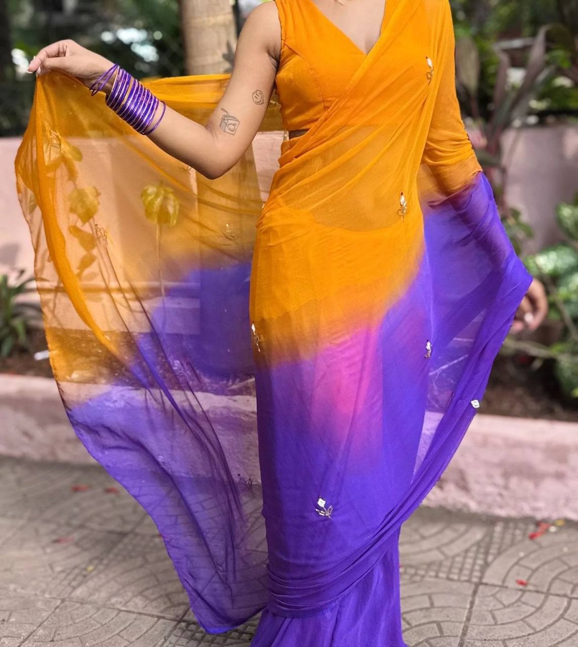 SUMMER FUN HANDWORK KHATALI WORK SAREE