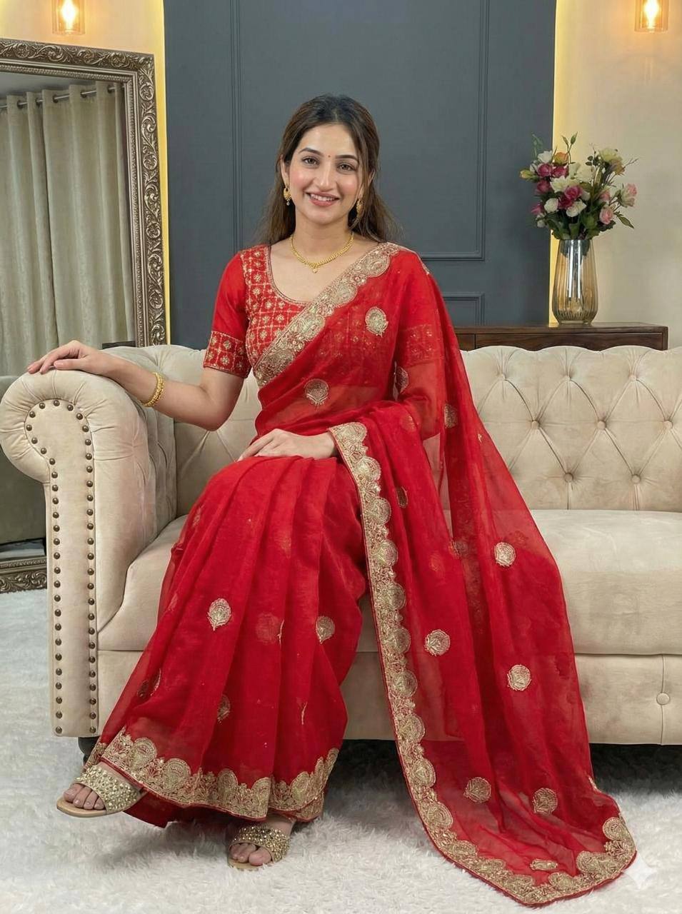 RICH LOOK FUNCTIONS PARTY WEAR SAREE - FOUR UNIQUE COLORS