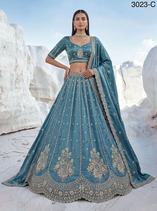 Twilight Bloom Intricate Handwork Designed Scalloped Lehenga Choli