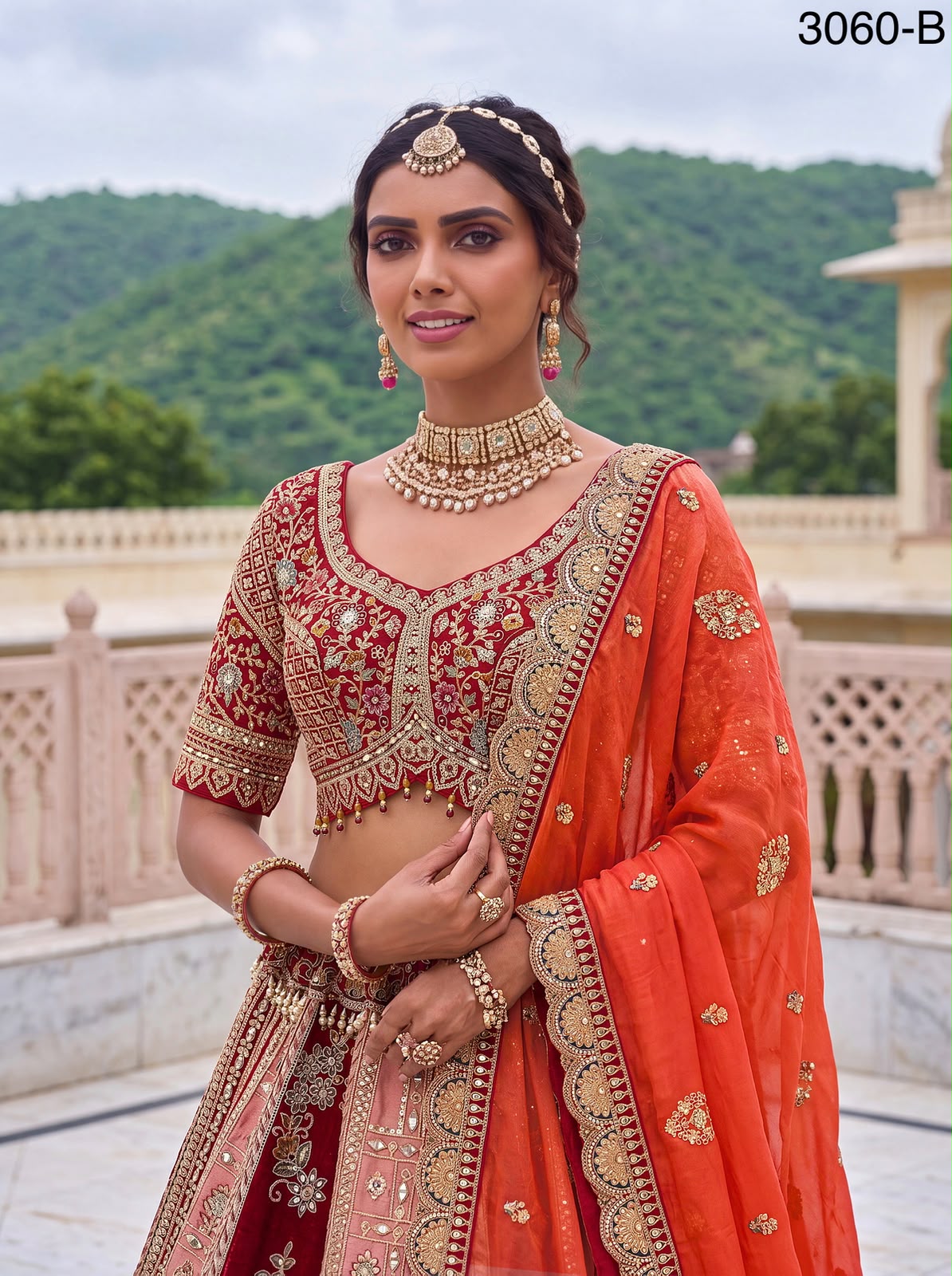Royal Heritage Pichwai Lehenga in Orange Hues