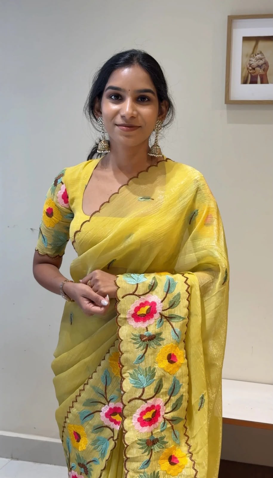 Crunchy Sunflower Party Wear Designer Saree
