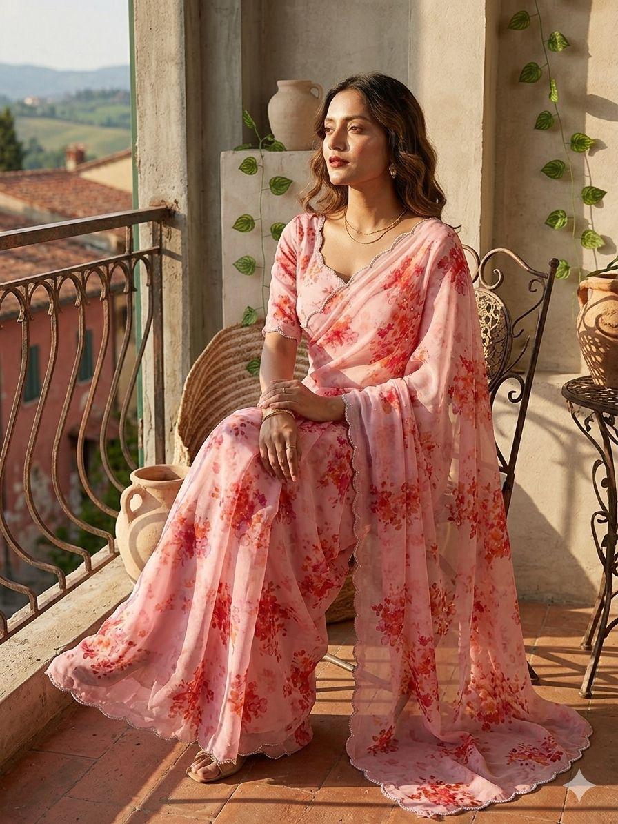 The Ultimate Elegance: Floral Georgette Edition Saree