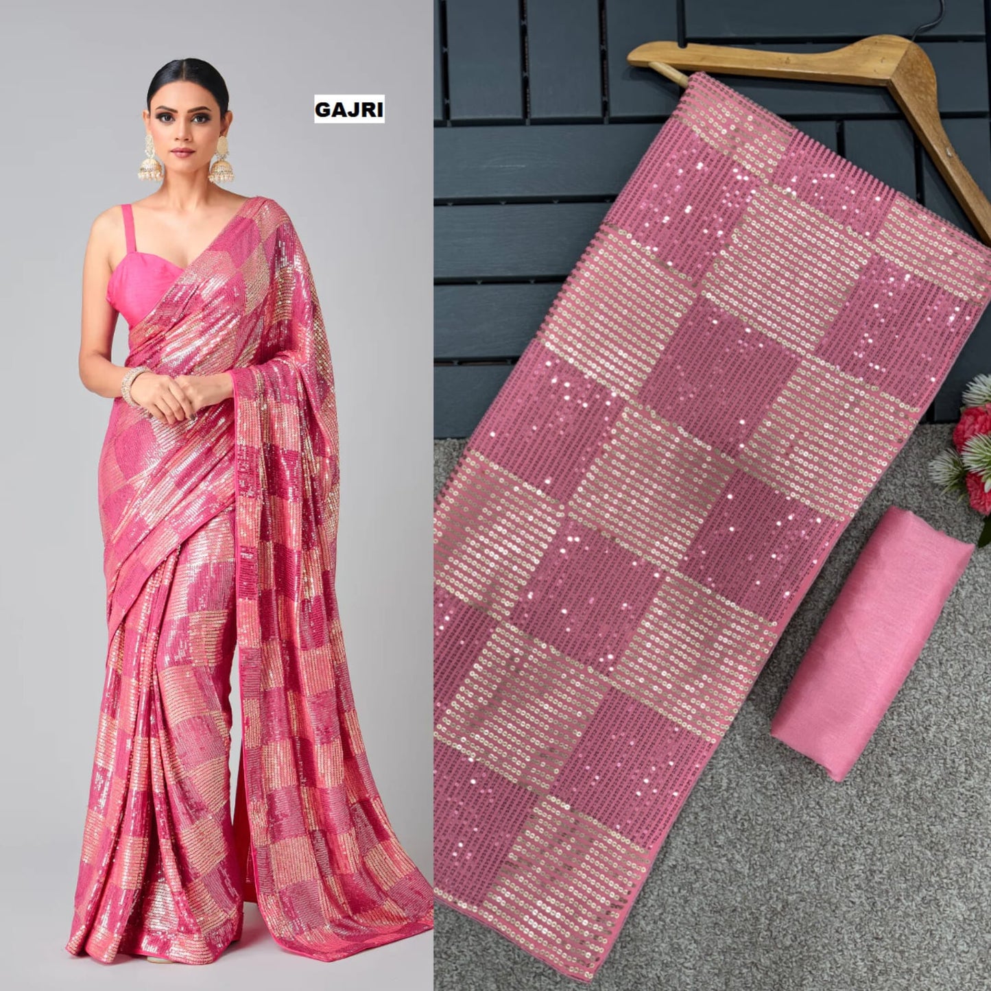 Bling Square Fashionable Sequins Bollywood Saree