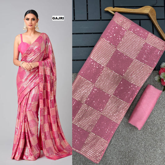 Bling Square Fashionable Sequins Bollywood Saree