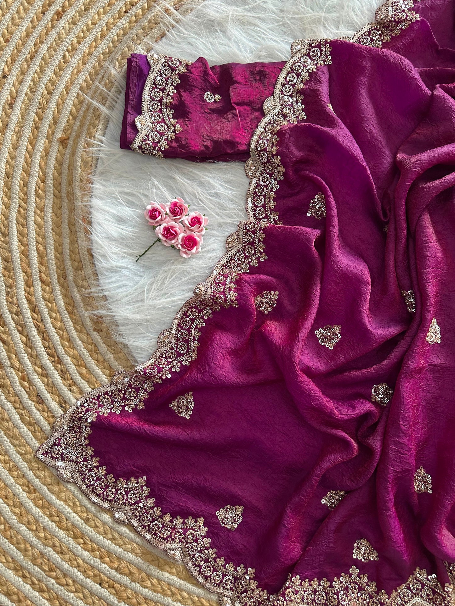 Forest Grace Fandy Silk Shimmer Colorful Sarees