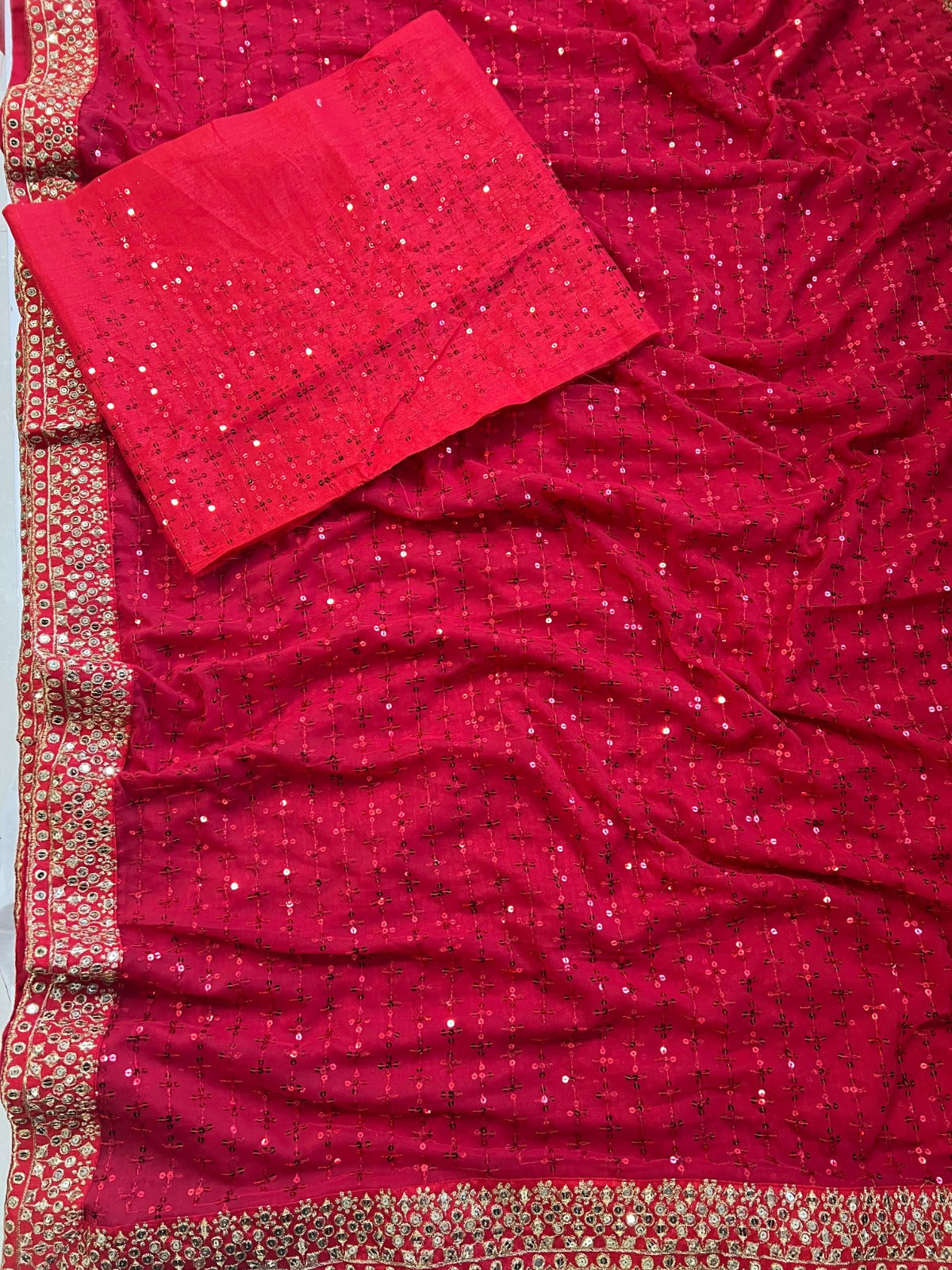 OCCASSION WEAR PREMIUM RED SAREE