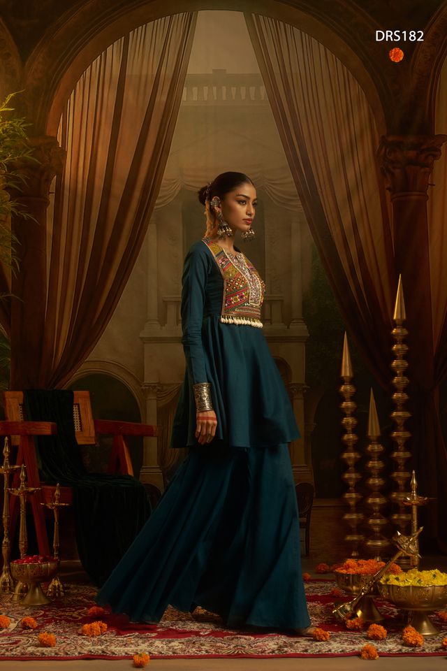 Garba nights Teal Blue Navratri 2026 Outfit