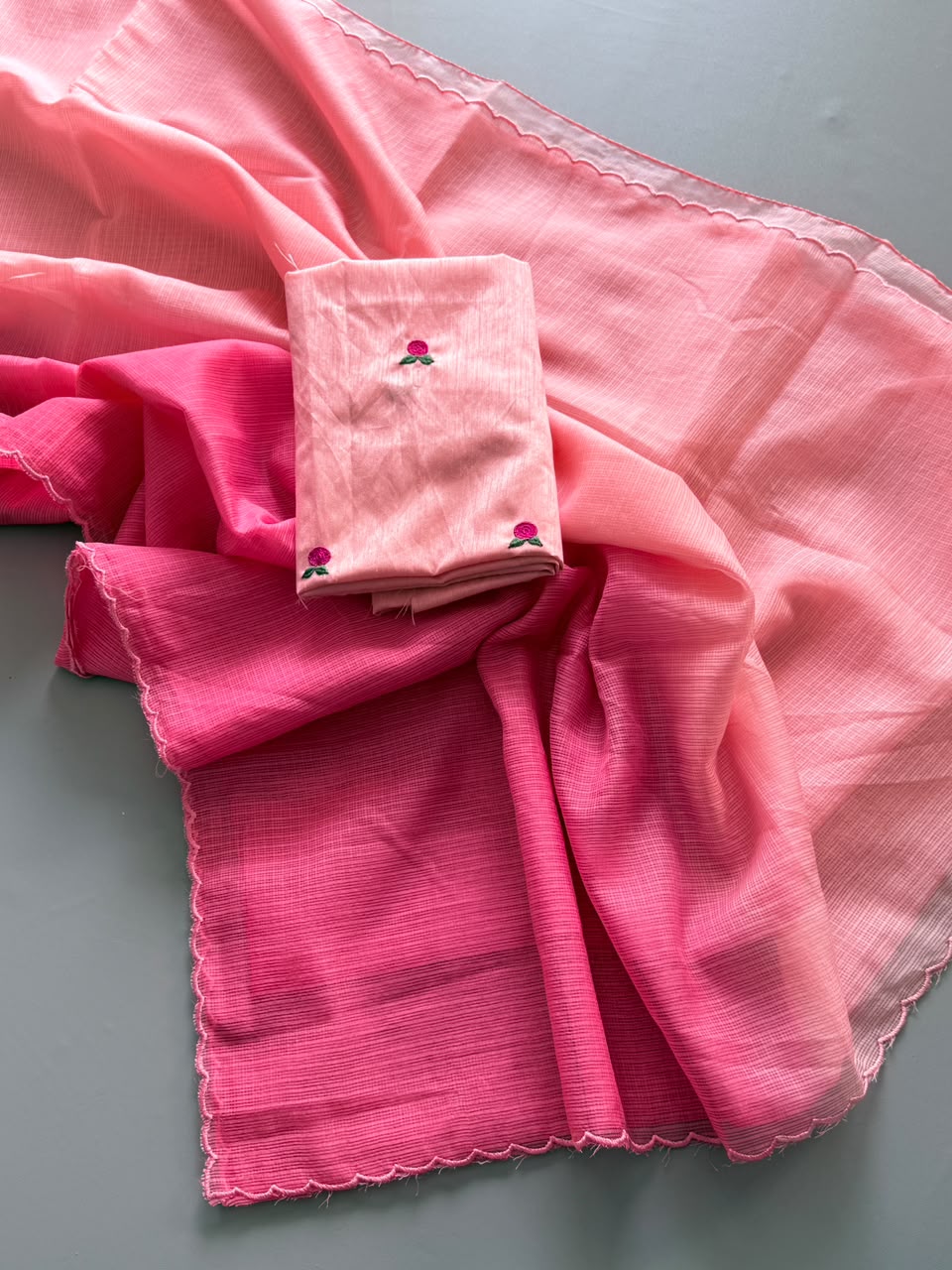 Pink Premium Viscose Kota Doriya Saree