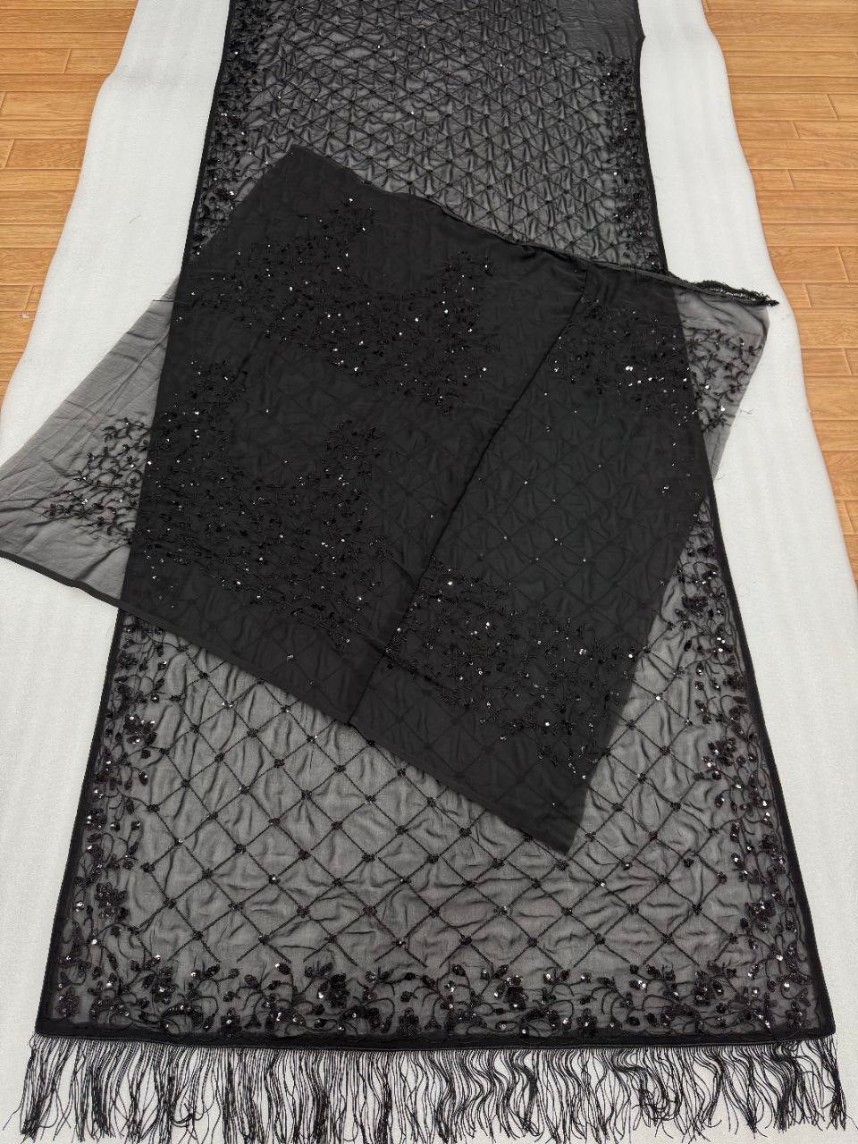 Black Bling Bollywood BlockBuster Sequins Saree