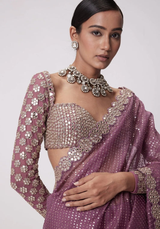 Real Mirror Work Ultra Premium Bling Saree