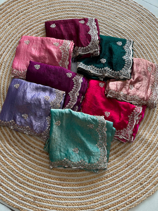 Forest Grace Fandy Silk Shimmer Colorful Sarees