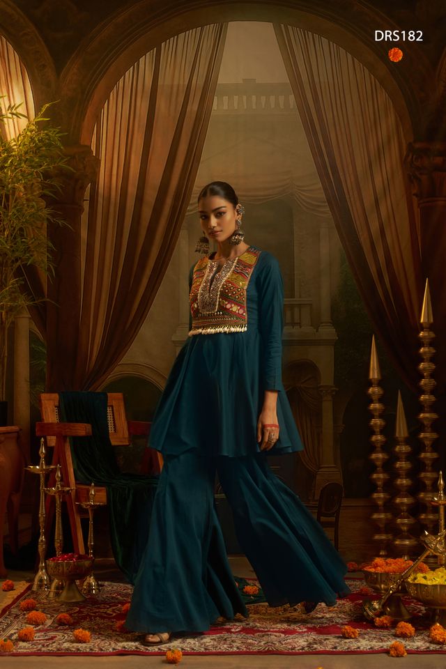 Garba nights Teal Blue Navratri 2026 Outfit