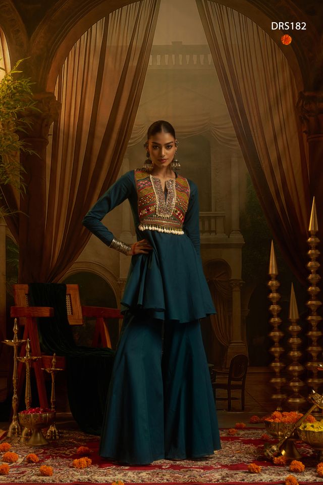 Garba nights Teal Blue Navratri 2026 Outfit