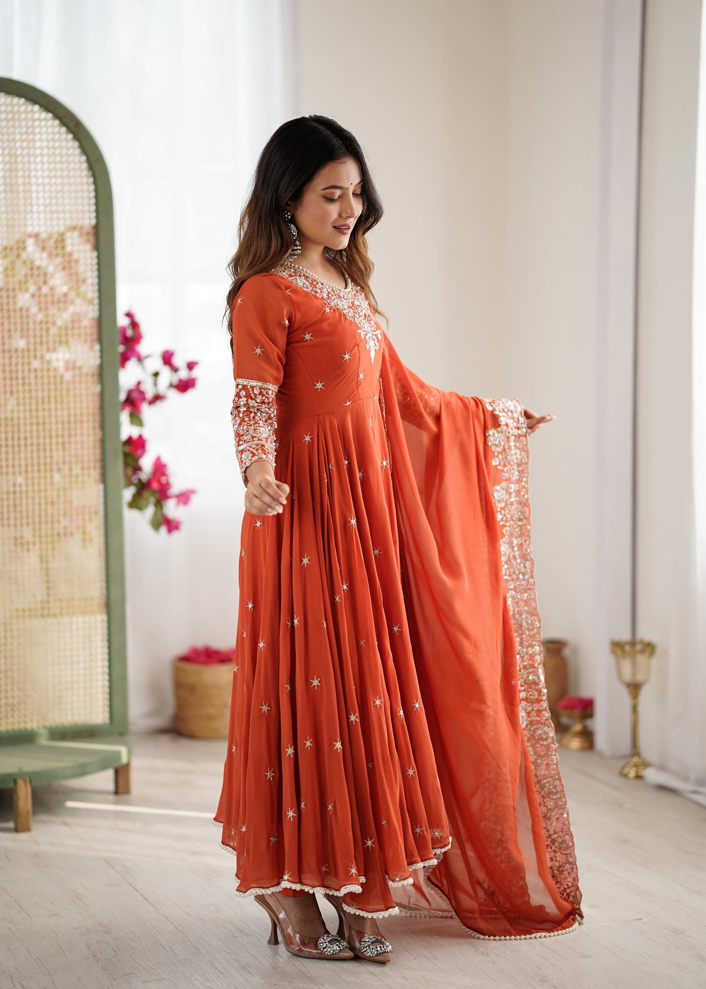 Elegant Embroidered Rambo Sequence Designer Anarkali