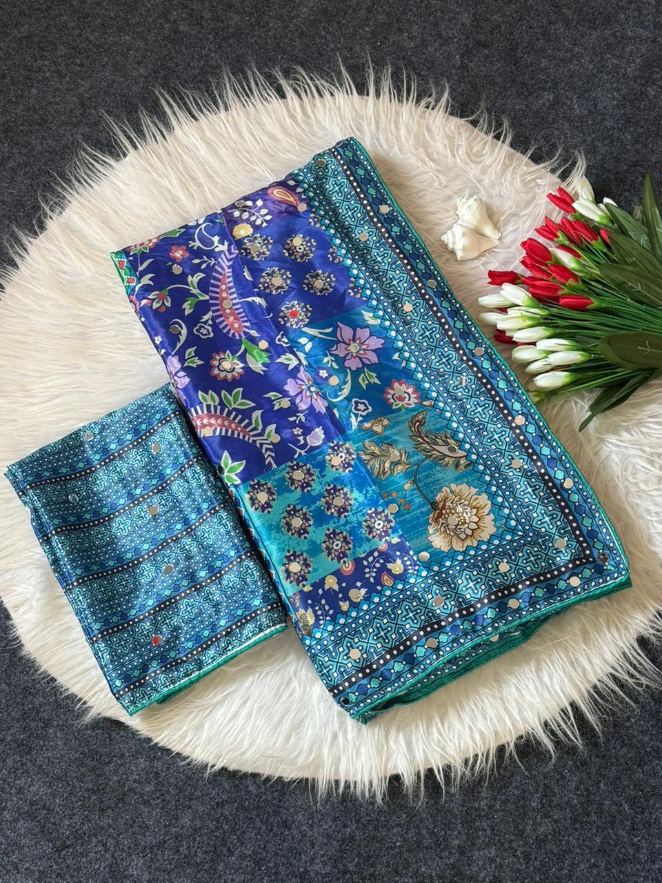 AJARAKH PREMIUM ROMAN SILK SAREE