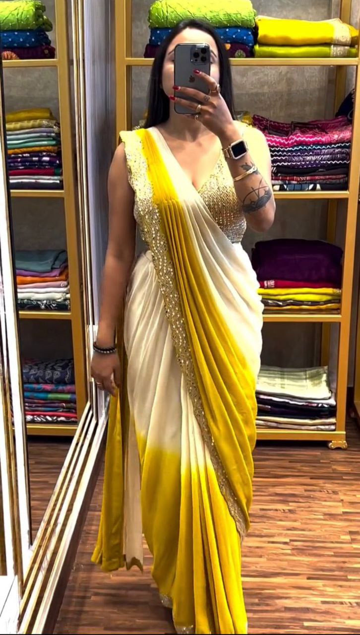 Ready To Wear Real Mirror Work Saree