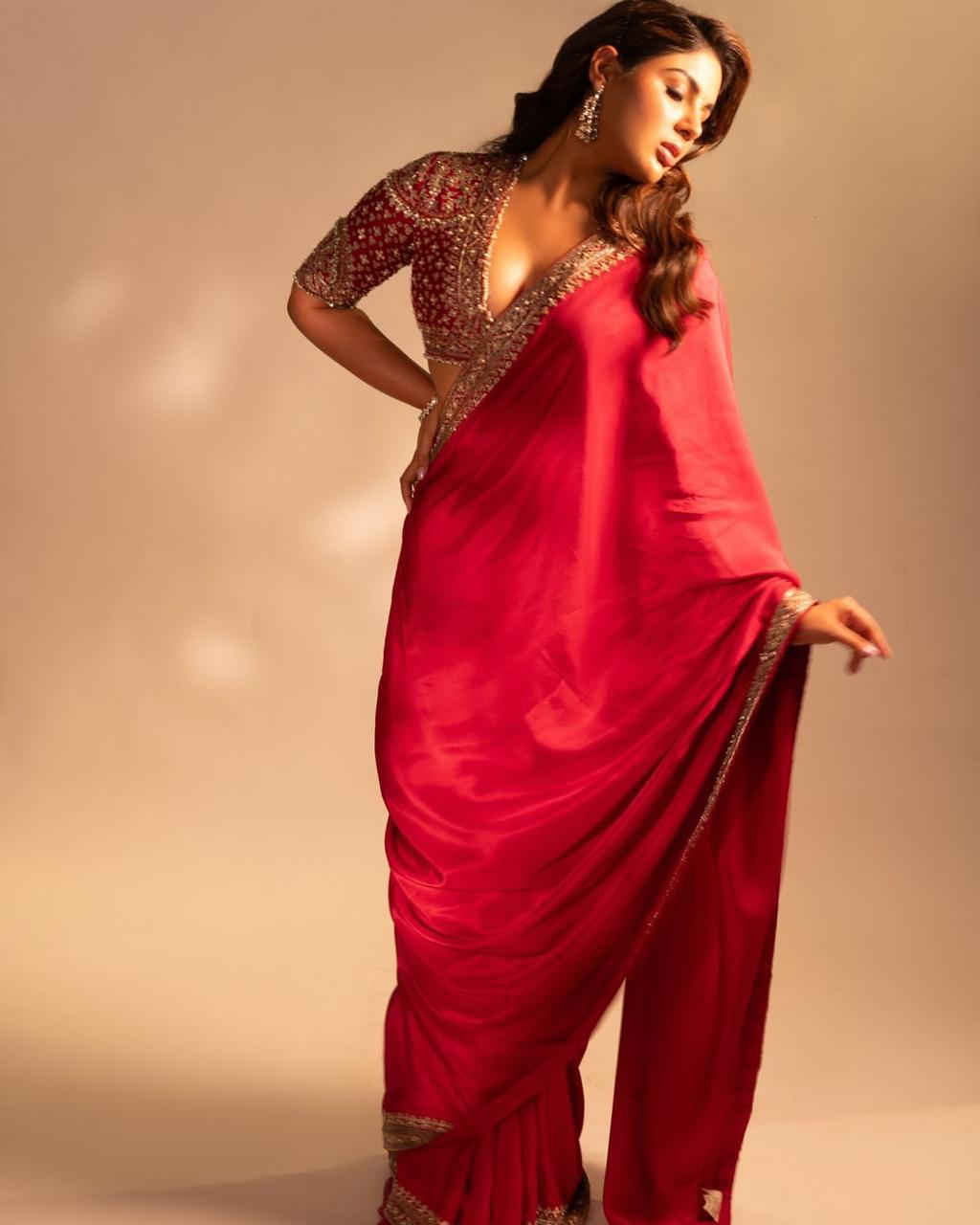 Impressive Red Sequins Premium Eye Catching Saree