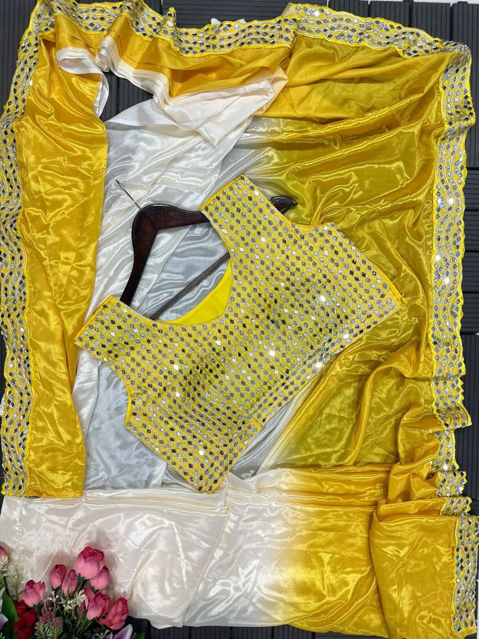 Ready To Wear Real Mirror Work Saree