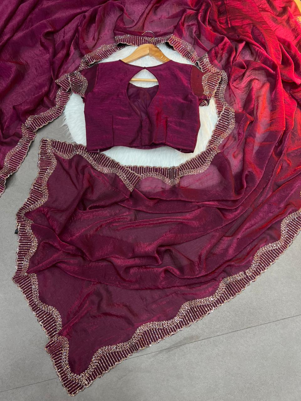 Rich Look Zarkhan Work Premium Saree in Multiple Colours