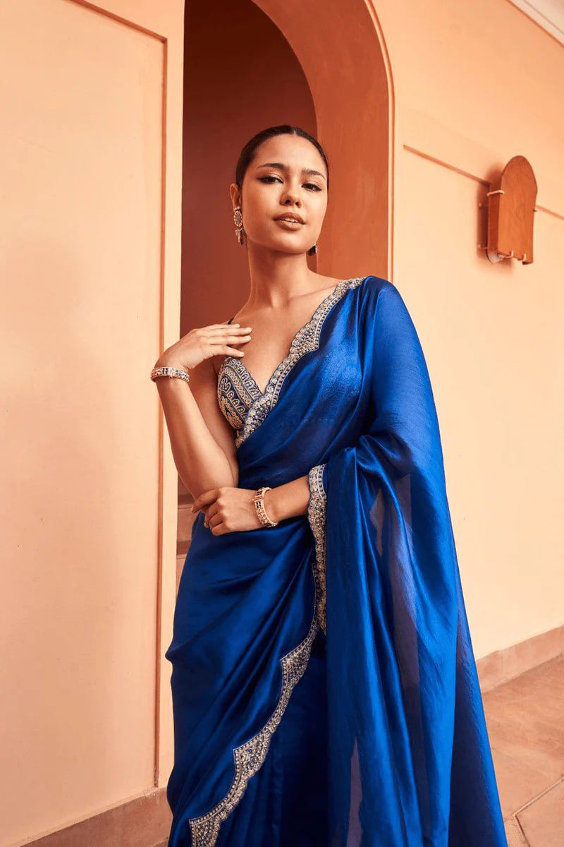 Rocking Electic Blue  Stylish Saree