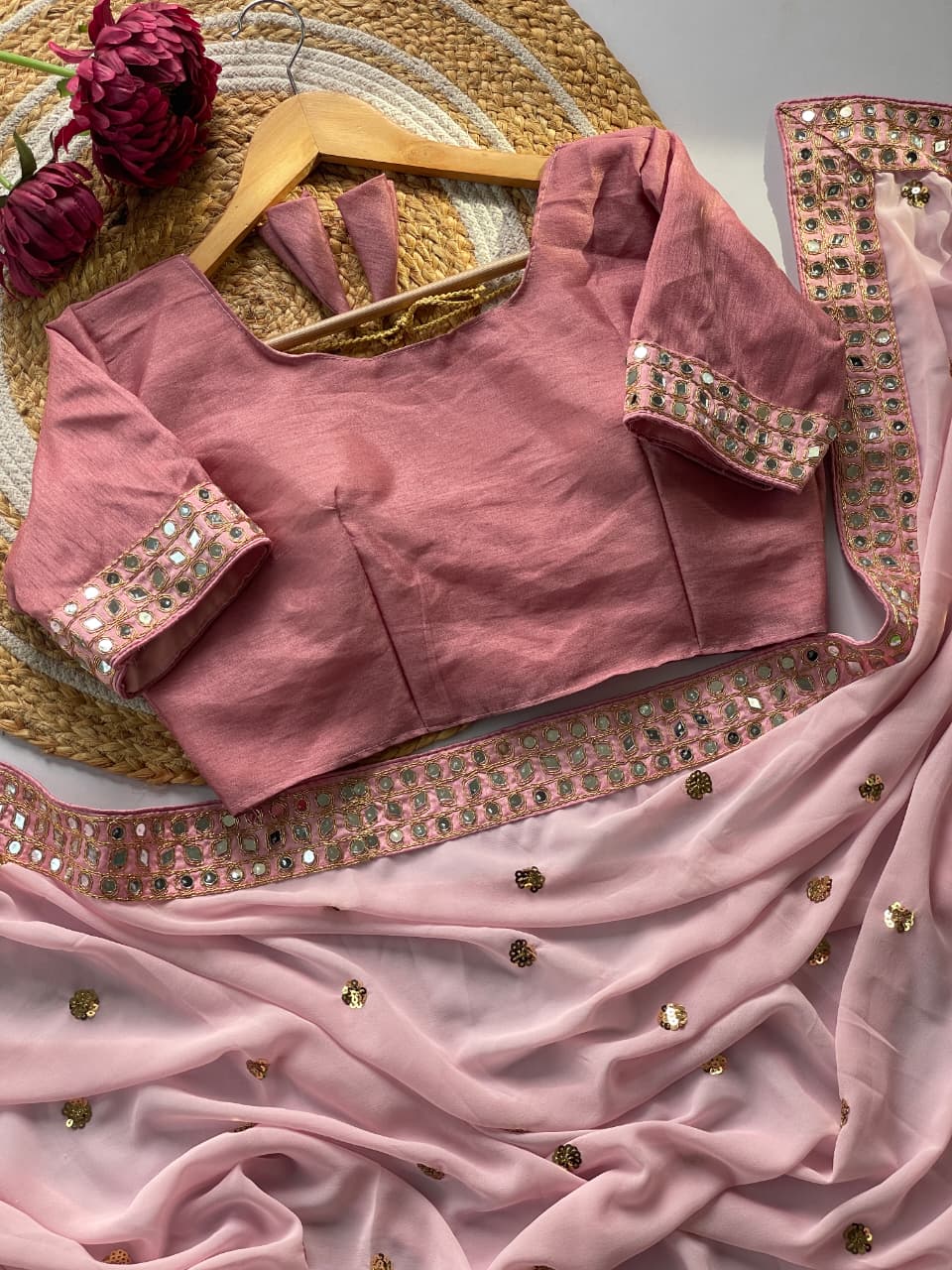 Bling Mirror Work Bollywood Sequins Saree